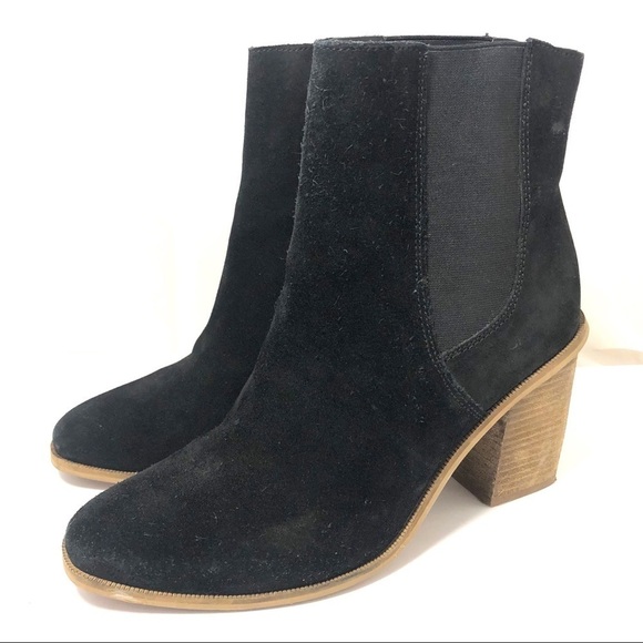 Mango Suede Black Leather Ankle Booties - Picture 1 of 7